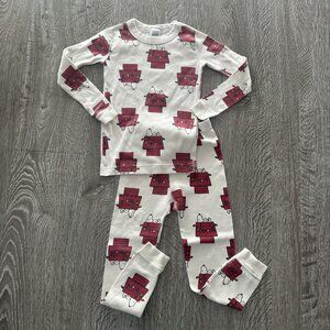 Hanna Andersson Snoopy Christmas Long John Pajamas 5 Holiday Festive Organic Cot